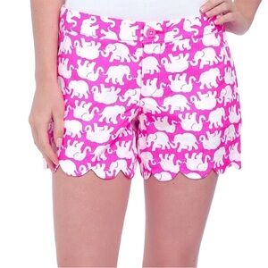 Lilly Pulitzer 2 Pink Elephant Buttercup Short 0549 scallop 100% cotton neon